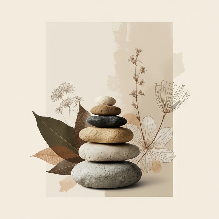 Плакат serene minimalist botanical still-life composition inspired