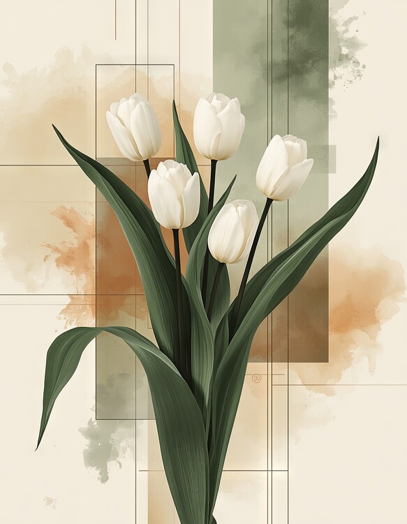 Плакат serene minimalist botanical still-life composition inspired