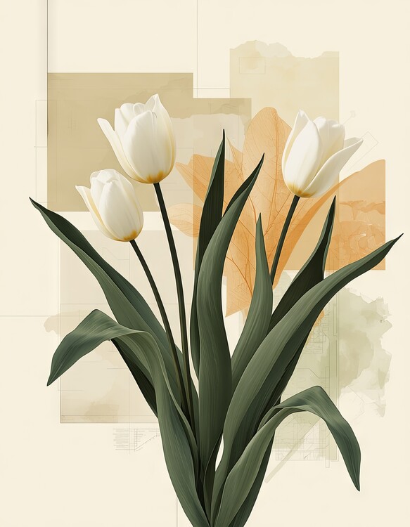 Плакат serene minimalist botanical still-life composition inspired