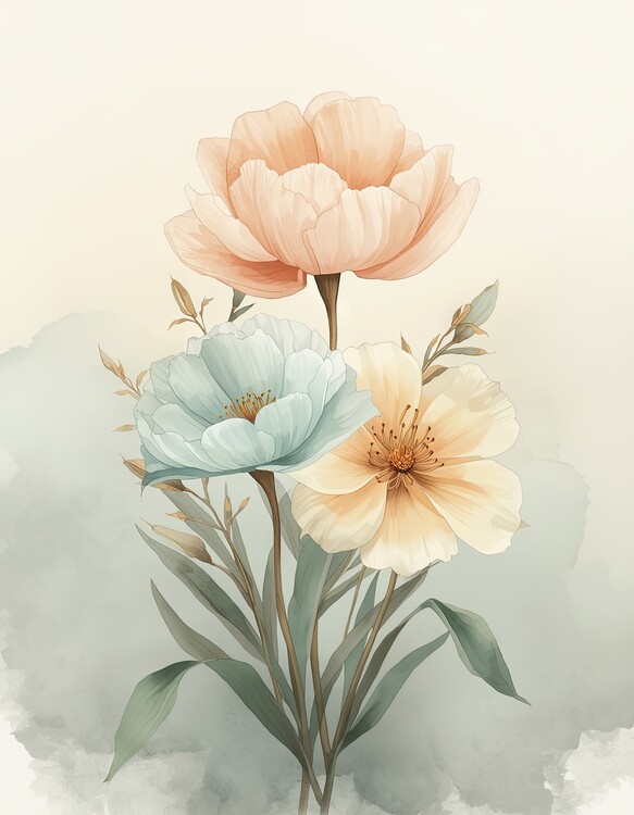 Poster surreal and vibrant cinematic photo of Elegant botanical