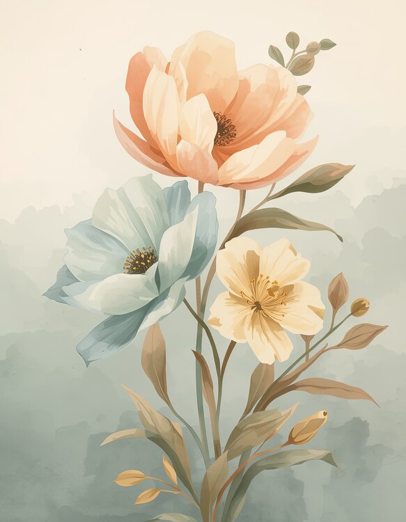 Poster surreal and vibrant cinematic photo of Elegant botanical