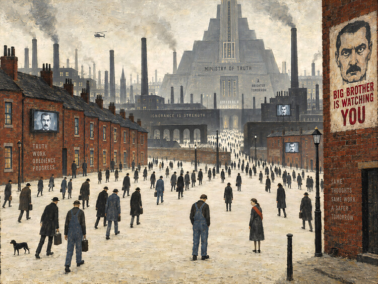 Plakát 1984 George Orwell inspired by LS Lowry