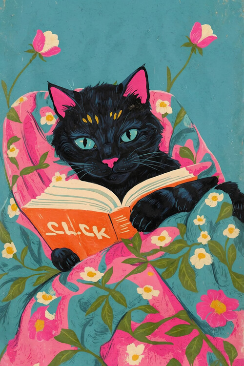 Plakát Cozy Reading Cat