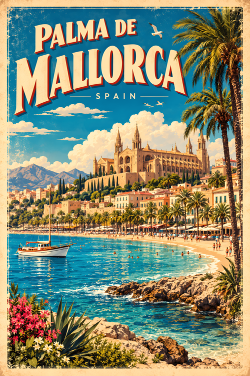 Plakát Palma de Mallorca Vintage Retro Travel Art Vol 2.