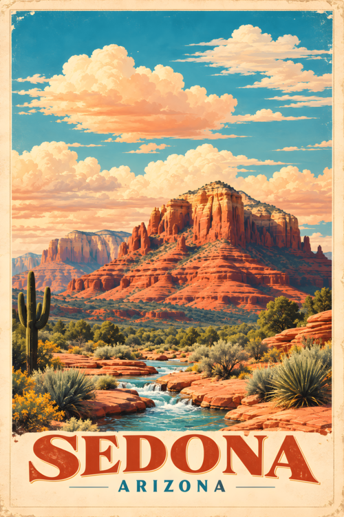 Plakát Sedona Vintage Travel Poster - Southwest Serenity Vol 2.