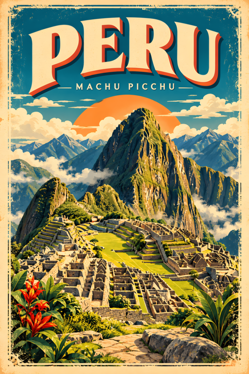 Plakát Machu Picchu Vintage Poster: Peruvian Majesty Vol 2.