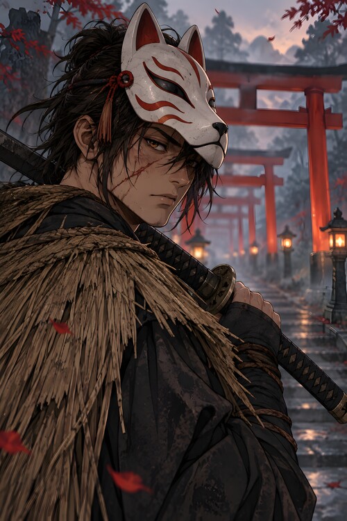 Plakát Fox Mask Ronin