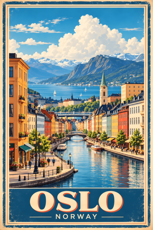 Plakát Vintage Oslo Poster: Nostalgic Norwegian Charm Vol 2.