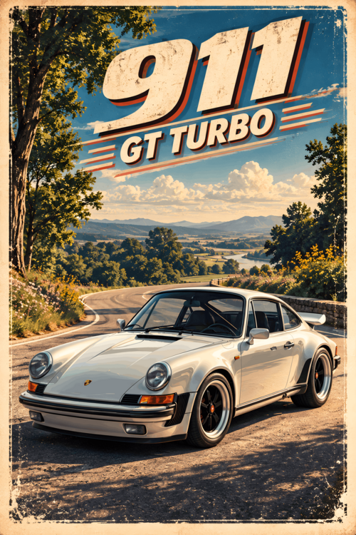 Plakát 911 GT Turbo Vintage Poster Vol. 2