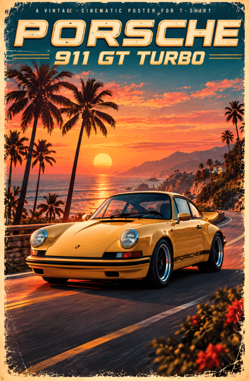 Plakát Retro Porsche 911 GT Turbo Art Vol.2