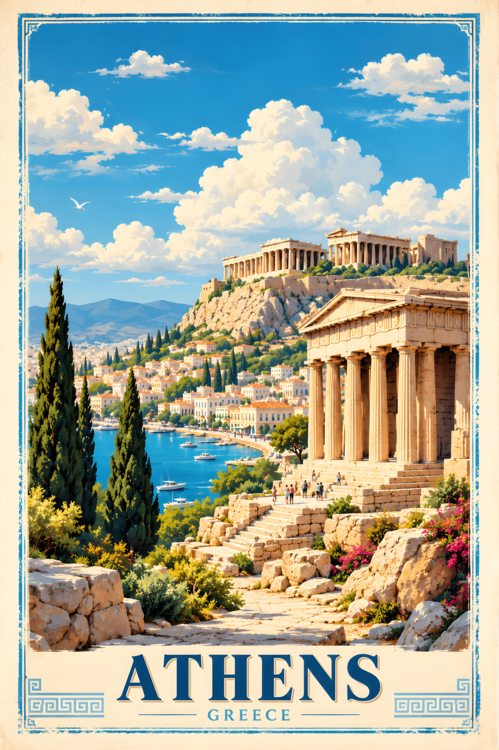 Plakát Athens Vintage Travel Poster: Grecian Splendor Vol.2