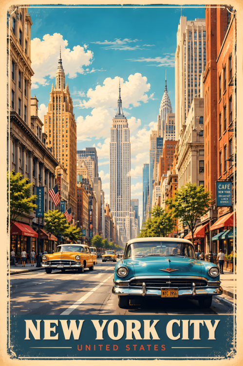 Plakát Vintage Manhattan Poster: Nostalgic NYC Vibes Vol.2