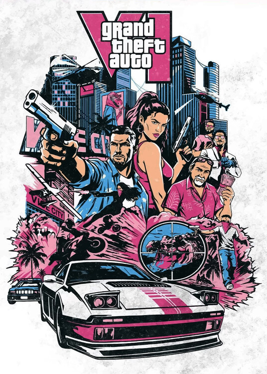 Plakát Grand Theft Auto VI Illustration Poster