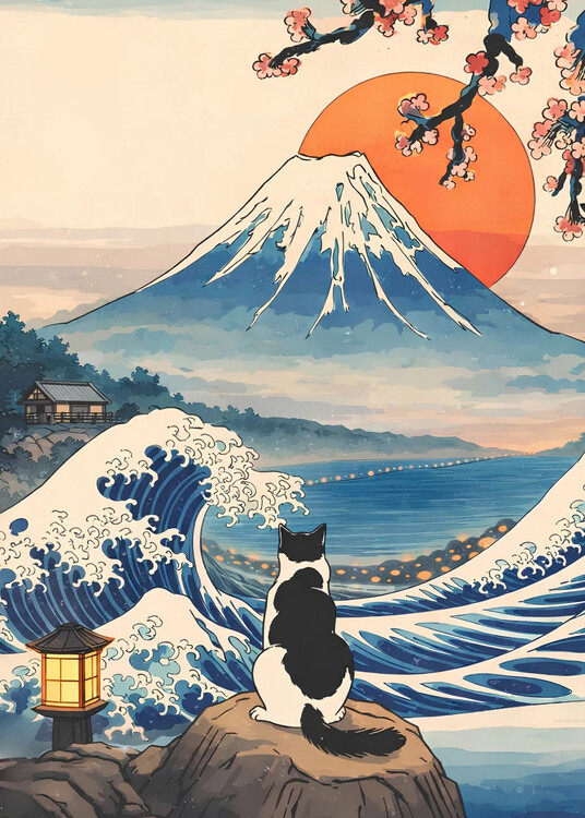 Plakát Japanese Cat Wave Kangawa