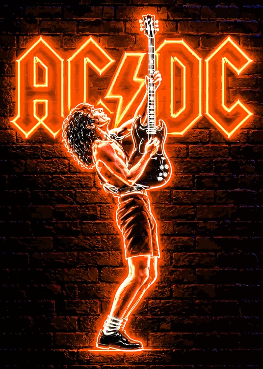 Obraz na plátně Angus Young AC/DC Neon Sign Poster
