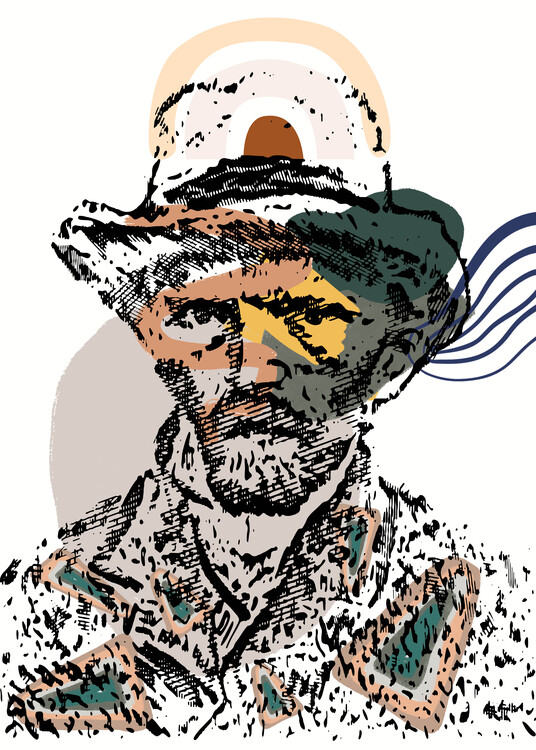 Plakát Abstract Man in Hat