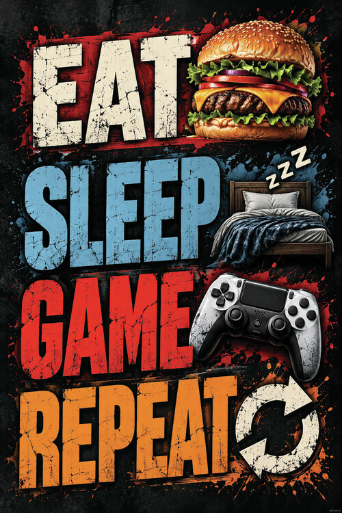Plakát Eat, Sleep, Game, Repeat - Gaming