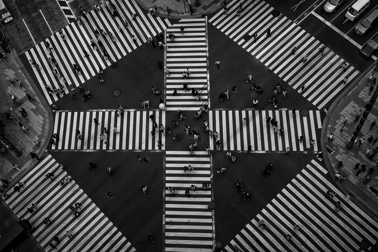 Poster people crossing