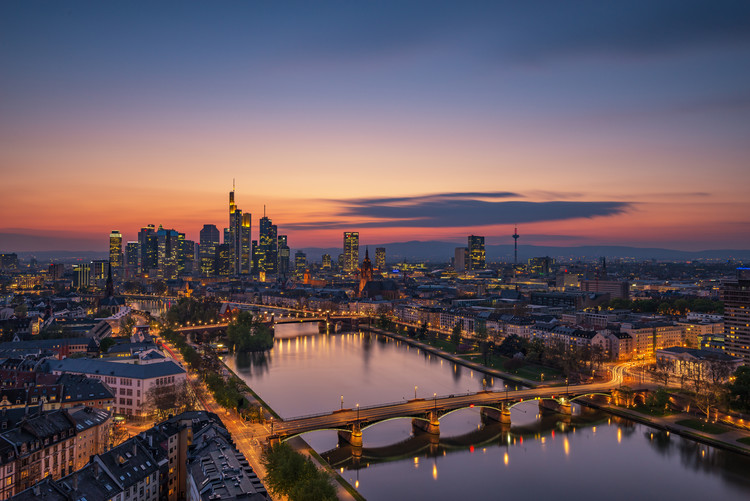 Canvas Print Frankfurt Skyline at sunset