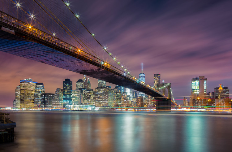 Canvas Print Brooklyn Bridge at Night