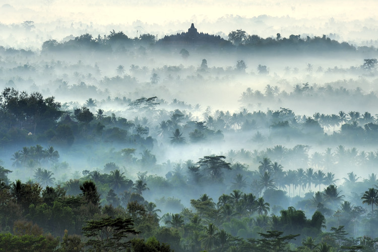 Levně Plakát, Obraz - Misty Borobudur, Ramdani, 40 × 26.7 cm