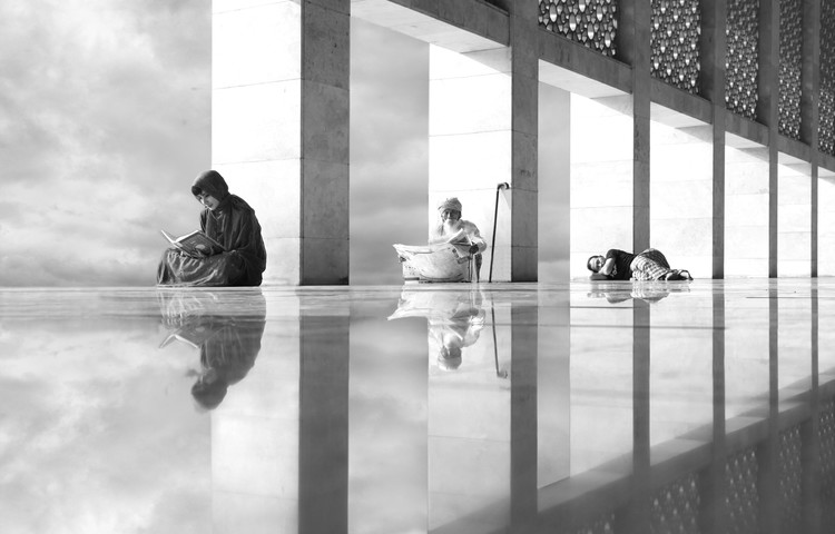 Poster praying, reading and sleeping