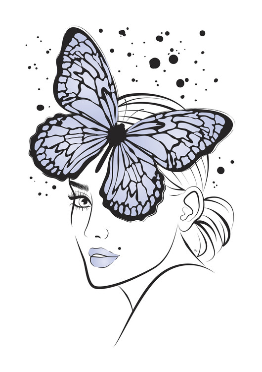Poster Lady Butterfly Blue