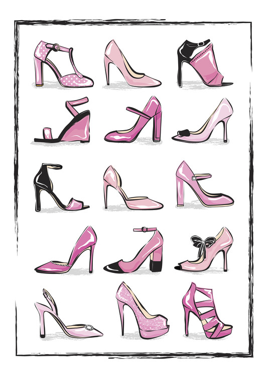 Levně Plakát, Obraz - Pink Shoes, Martina Pavlova, 30 × 40 cm