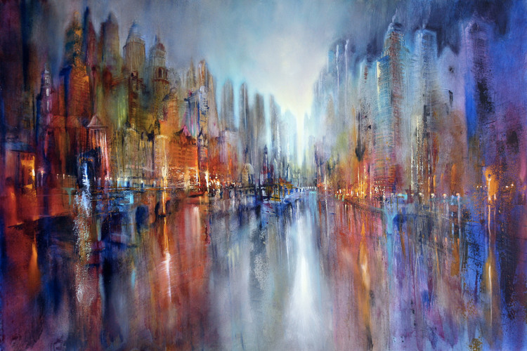 Плакат City at the riverside