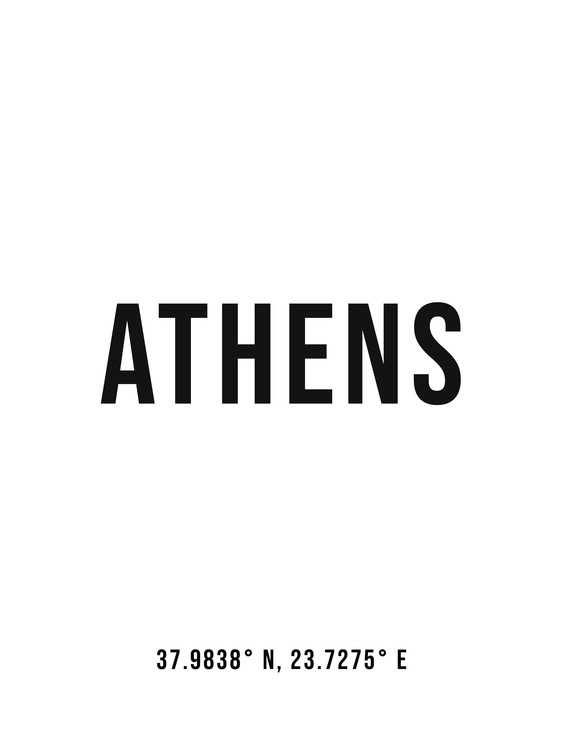 Levně Plakát, Obraz - Athens simple coordinates, Finlay & Noa, 30 × 40 cm