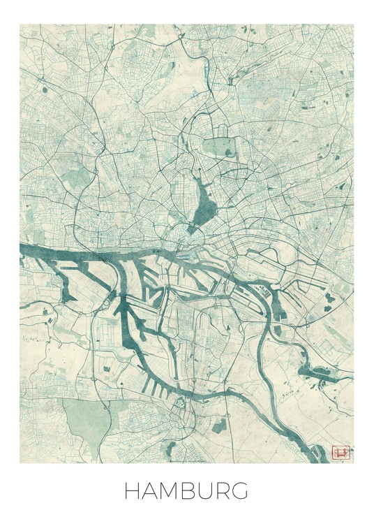Levně Plakát, Obraz - Hamburg, Hubert Roguski, 30 × 40 cm