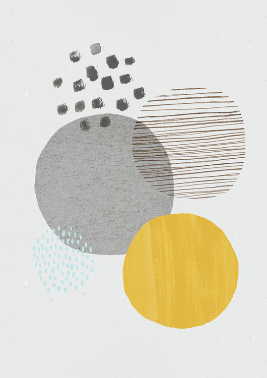 Poster Abstract mustard and grey