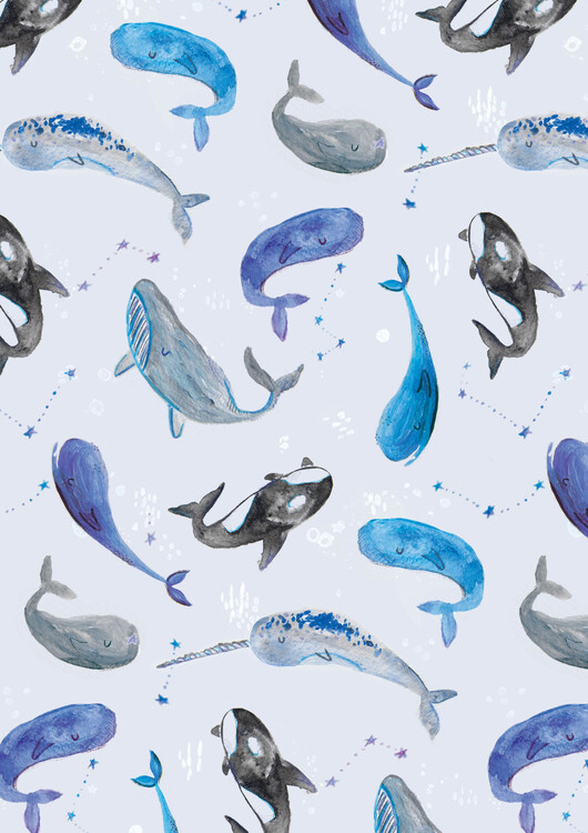 Poster Watercolour dreamy whales