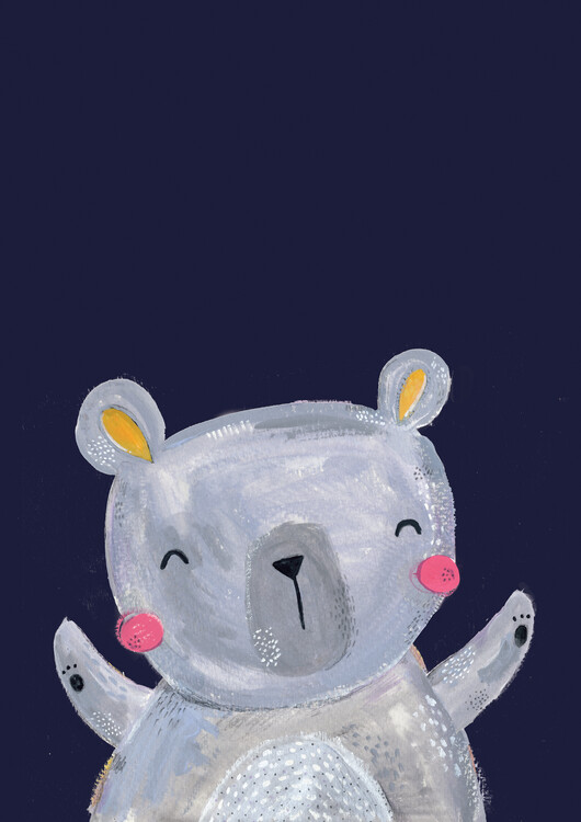 Poster Woodland bear on navy