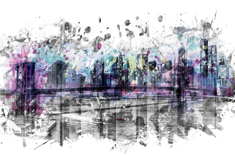 Poster Modern Art NEW YORK CITY Skyline Splashes