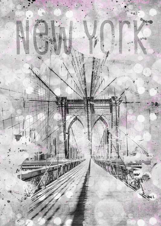 Poster Graphic Art NEW YORK CITY Brooklyn Bridge