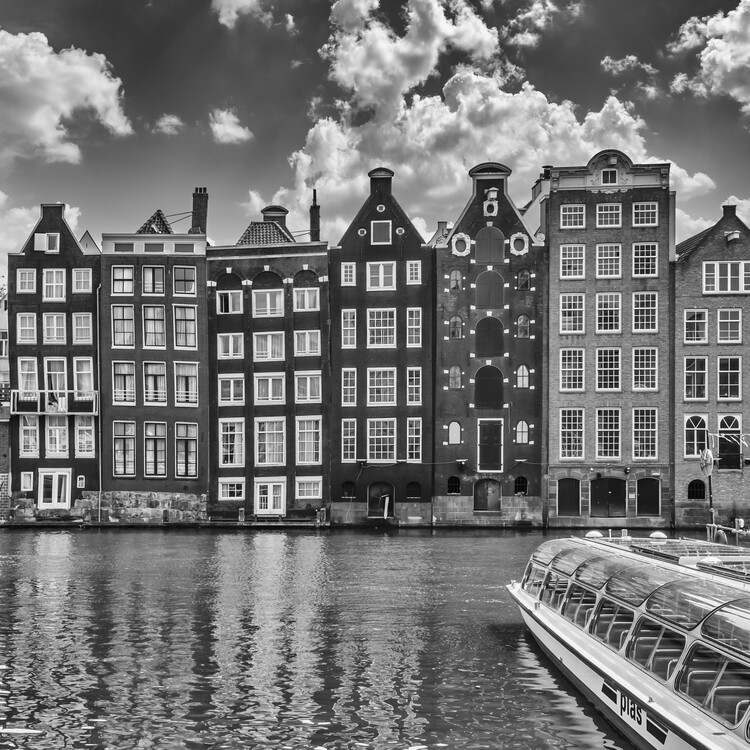 Poster AMSTERDAM Damrak and dancing houses