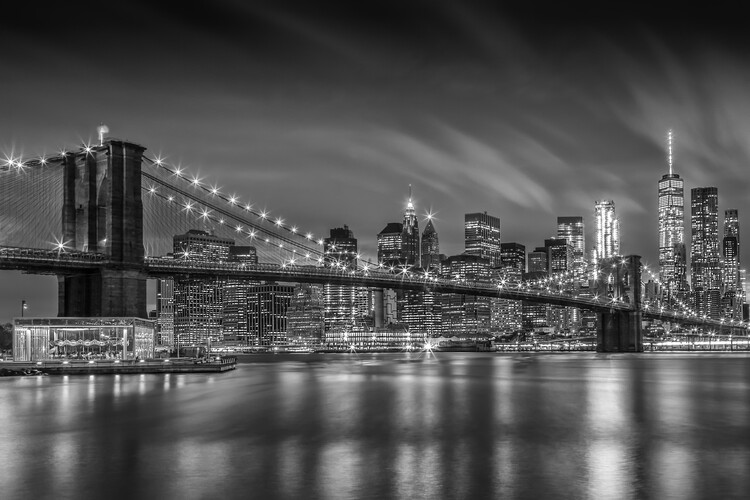 Canvas Print BROOKLYN BRIDGE Nightly Impressions | Monochrome