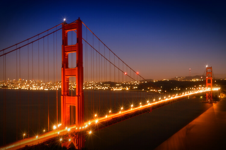 Poster Evening Cityscape of Golden Gate Bridge