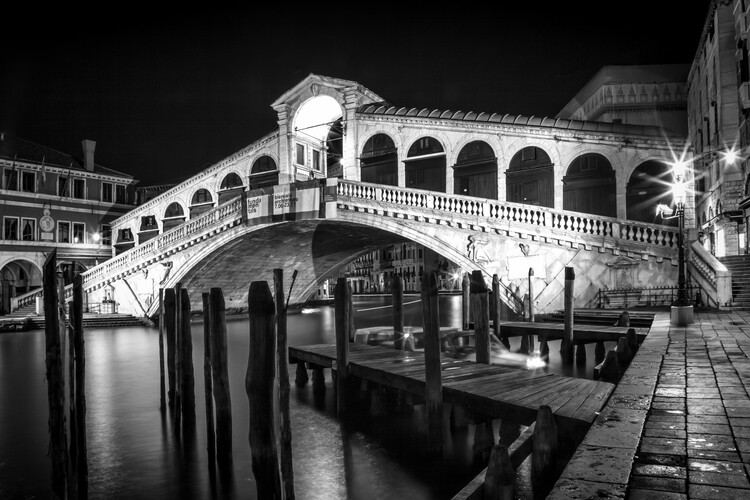Poster VENICE Rialto Bridge at Night