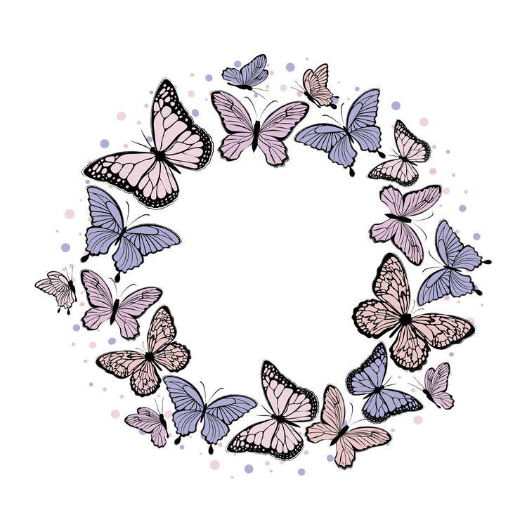 Poster Butterfly wreath