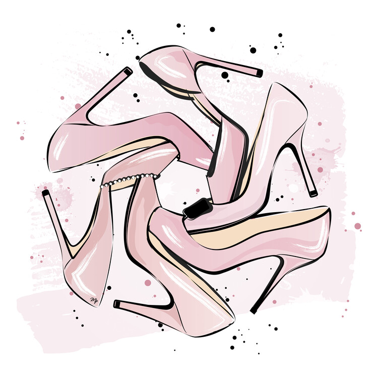 Levně Plakát, Obraz - Pink heels, Martina Pavlova, 40 × 40 cm