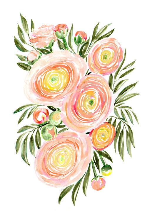 Poster Savanna loose watercolor bouquet