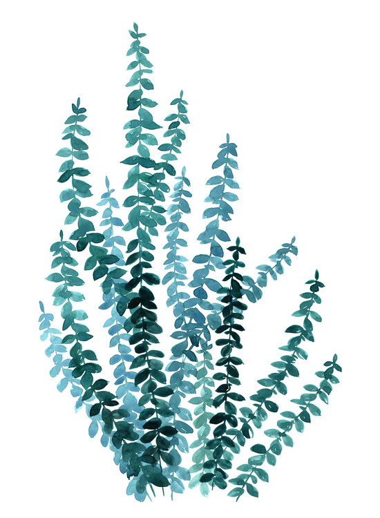 Poster Watercolor eucalyptus branch in teal