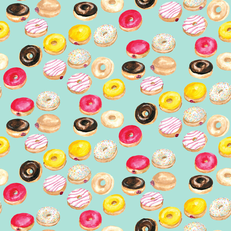 Wall Mural Watercolor donuts in mint