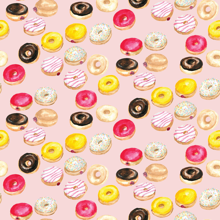 Wall Mural Watercolor donuts in pink