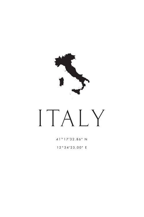 Poster Italy map and coordinates