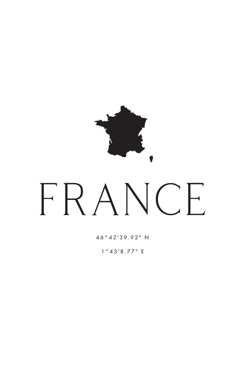 Poster France map and coordinates