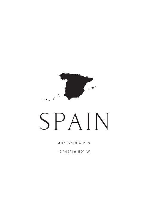 Poster Spain map and coordinates