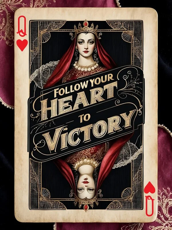 Poster Retro Queen of Hearts Illustration Vintage Card Game Decor
